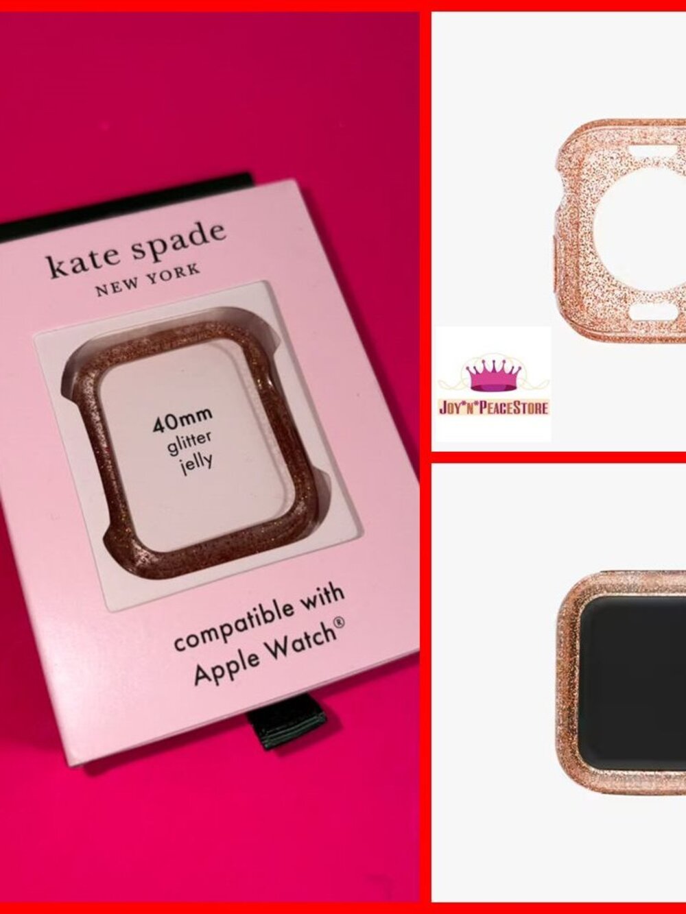 NIB Kate Spade Pink Rose Gold Glitter Jelly 40mm Case for Apple Watch